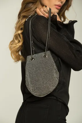 Black Encrusted Mini Hobo Bag