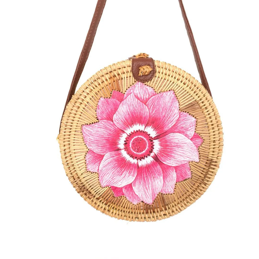 Bohemian Lotus Handcrafted Rattan Bag