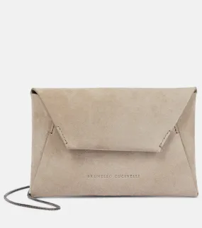 Brunello Cucinelli Mini Suede Crossbody Bag, Brown