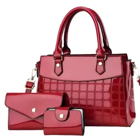 Chic Embossed Leather Handbag Set - Stylish and Practical