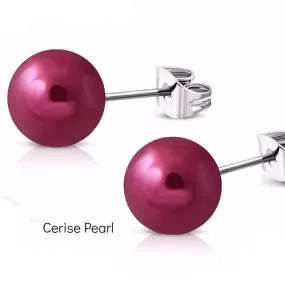 Colorful Medley Pearl Bead Earrings on 316 Stainless Steel for Women 11 Colors to Choose!