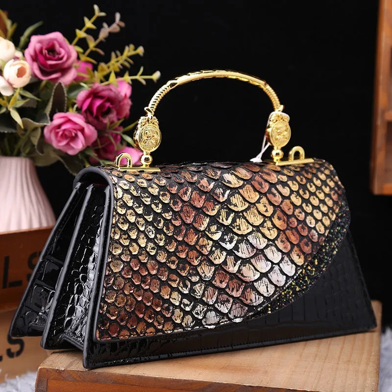 Crocodile Pattern Single Shoulder Crossbody Bag