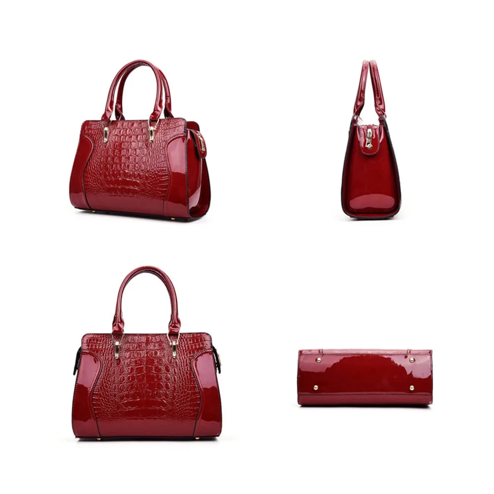 Crocodile Pattern Soft Leather Shoulder Bag