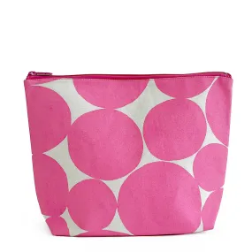 Extra Large Canvas Zipper Pouch: Large Pink Dots