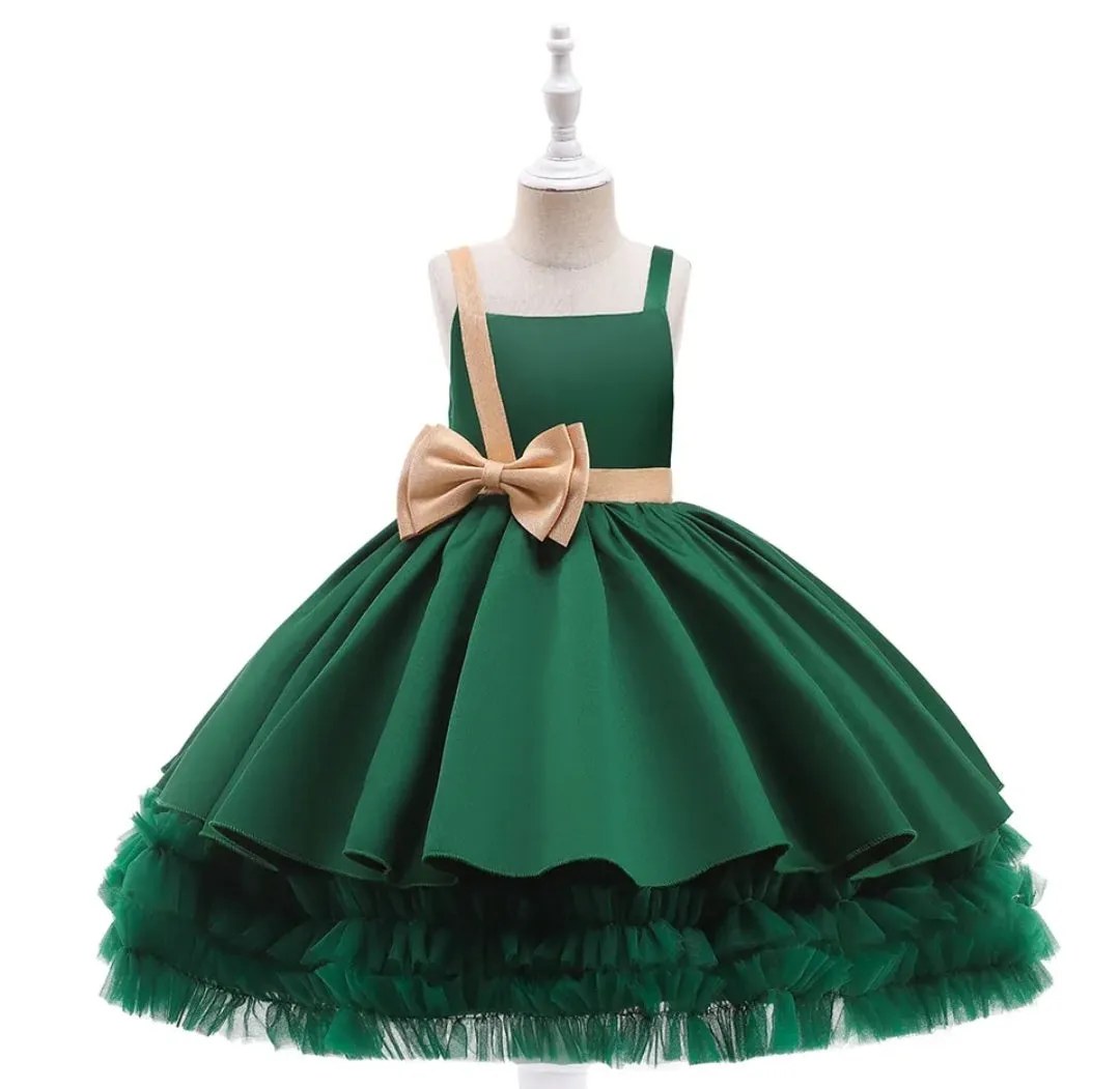 Forest Green Special Occasions Dress with Big Bow #1000323