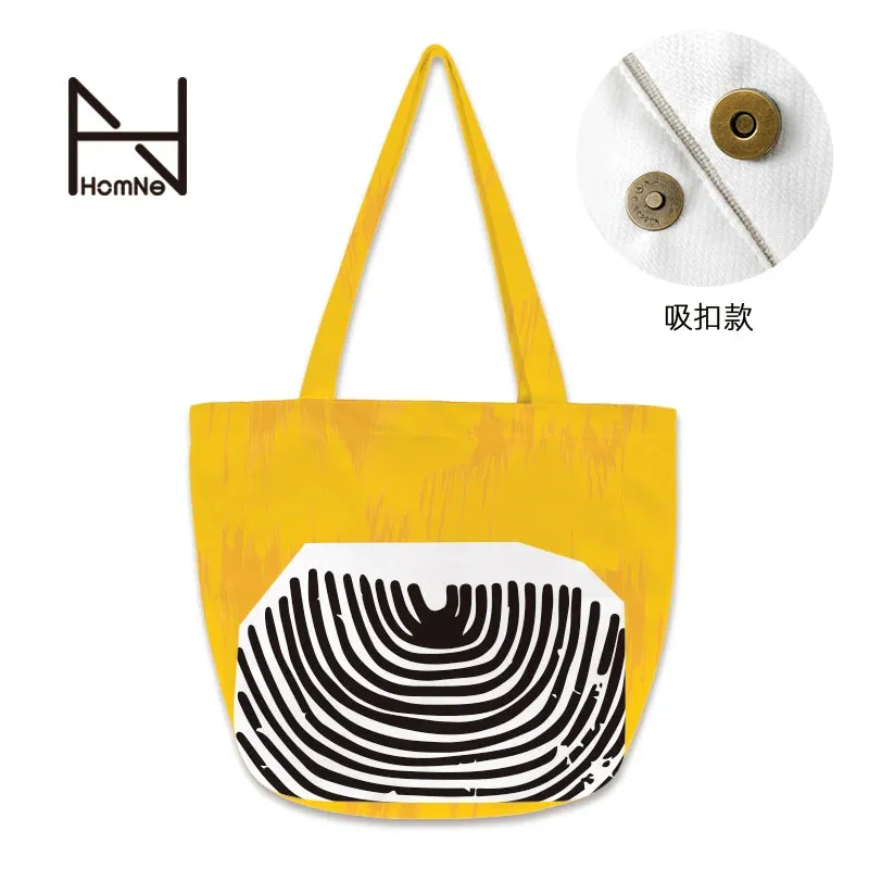 Geometric Print Canvas Shoulder Bag