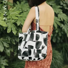 Geometric Print Canvas Shoulder Bag