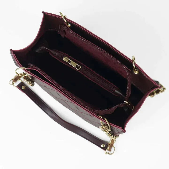 Maroon Fuax Leather Bag