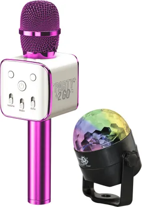 Party 2 Go Karaoke Mic & Disco Ball Combo in Pink