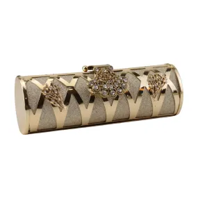 Stylish Glittering Gold Clutch Bag with Flowers and Swarovski Crystals For Wedding And Party